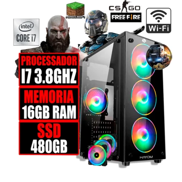 Cpu Gamer Barato I7 16gb Ssd 480gb Wifi + Fonte + Placa de Video